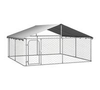 Chenil D'extérieur Pour Chiens Acier Galva Avec Toit 300x300x150 Cm Argent Sécurisé
