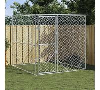 Chenil d'extérieur pour Chiens argenté 2x2x2 m Acier galvanisé,Niches & enclos pour Chiens,24.4KG-153674