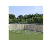 Chenil d'extérieur pour chiens argenté 4x8x2 m acier galvanisé 3190456