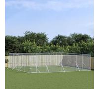 Chenil d'extérieur pour Chiens argenté 8x8x2 m Acier galvanisé,Niches & enclos pour Chiens,90.1KG-3190464