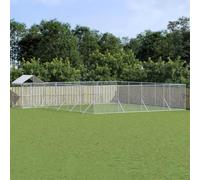 Chenil d'extérieur pour chiens avec toit argenté 10x8x2,5 m ,Articles pour animaux , Articles pour animaux de compagnie , Accessoires pour chiens , Niches & enclos pour chiens, Argent (Poids 117.25KG)