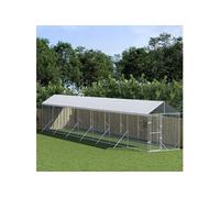 vidaXL Chenil d'extérieur pour Chiens avec Toit argenté 2x14x2,5 m, chenil pour Chiens, Cage pour Chiens, Cage pour Animaux de Compagnie, Niche