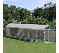 Chenil d'extérieur pour Chiens avec Toit argenté 2x14x2,5 m,Niches & enclos pour Chiens,110.3KG-3190493