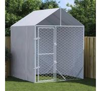 Chenil d'extérieur pour chiens avec toit argenté 2x2x2,5 m ,Articles pour animaux , Articles pour animaux de compagnie , Accessoires pour chiens , Niches & enclos pour chiens, Argent (Poids 31.25KG)