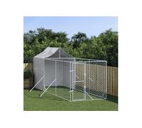 Vidaxl Chenil D'extérieur Pour Chiens Avec Toit Argenté 2x6x2,5 M
