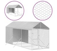 Chenil D'extérieur Pour Chiens Avec Toit Argenté 2x6x2,5 M Acier Galvanisé Serrure