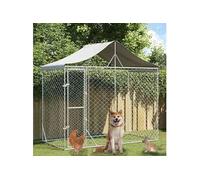 Vidaxl Chenil D'extérieur Pour Chiens Avec Toit Argenté 3x1,5x2,5 M