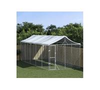 Vidaxl Chenil D'extérieur Pour Chiens Avec Toit Argenté 3x7,5x2,5 M