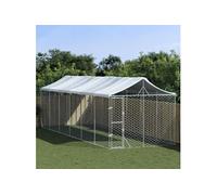 Vidaxl Chenil D'extérieur Pour Chiens Avec Toit Argenté 3x9x2,5 M