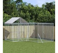 Chenil d'extérieur pour Chiens avec Toit argenté 4x4x2,5 m,Niches & enclos pour Chiens,51.55KG-3190470