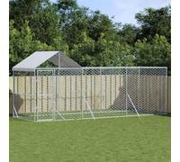 Chenil d'extérieur pour Chiens avec Toit argenté 6x2x2,5 m,Niches & enclos pour Chiens,51.55KG-3190467