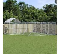 Chenil d'extérieur pour chiens avec toit argenté 6x6x2,5 m ,Articles pour animaux , Articles pour animaux de compagnie , Accessoires pour chiens , Niches & enclos pour chiens, Argent (Poids 73.45KG)