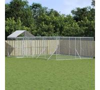Chenil d'extérieur pour Chiens avec Toit argenté 6x6x2,5 m,Niches & enclos pour Chiens,73.45KG-3190471