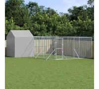 Chenil d'extérieur pour Chiens avec Toit argenté 6x6x2,5 m,Niches & enclos pour Chiens,75.05KG-3190479