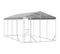 Chenil d'extérieur pour Chiens avec Toit argenté en Acier galvanisé 3x6x2,5 m, Cage Robuste ventilée pour Jardin et Protection, Porte verrouillable idéale pour Repos et Dressage