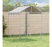 Chenil d'extérieur pour Chiens avec Toit argenté en Acier galvanisé 4x4x2,5 m, Porte verrouillable, Maille Respirante, abri Robuste pour Jardin, sécurité, Repos et Dressage