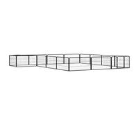 Chenil d'extérieur pour Chiens, Chenil avec Toit, Enclos pour Animaux, Enclos extérieur pour Chien Cage Niche, 16 Panneaux Noir 100x50cm Acier Enduit de Poudre