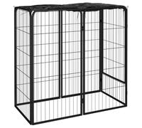 Chenil d'extérieur pour Chiens, Chenil avec Toit, Enclos pour Animaux, Enclos extérieur pour Chien Cage Niche, 6 Panneaux Noir 50x100cm Acier Enduit de Poudre