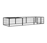 Chenil d'extérieur pour Chiens, Chenil avec Toit, Enclos pour Animaux, Enclos extérieur pour Chien Cage Niche, 8 Panneaux Noir 100x50cm Acier Enduit de Poudre