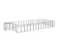 Chenil d'extérieur pour Chiens, Chenil avec Toit, Porte verrouillable, Enclos pour Animaux, Enclos extérieur pour Chien Cage Niche, Noir 26,62 m² Acier