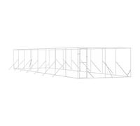Chenil d'extérieur pour Chiens en Acier galvanisé argenté 4x16x2 m, Parc sécurisé et Robuste pour Dressage, Repos, Protection en Jardin, Camping et Voyage