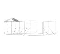 Chenil d'extérieur pour Chiens en Acier galvanisé avec Toit argenté 6x6x2,5 m, Porte verrouillable, Maille Respirante, abri sécurisé pour Jardin, Repos et Dressage