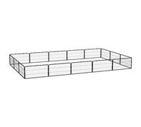 Chenil d'extérieur pour Chiens, Enclos pour Animaux, Enclos extérieur pour Chien Cage Niche, 16 Panneaux Noir 100x50cm Acier Enduit de Poudre