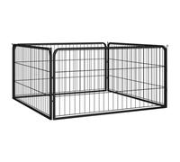 Chenil d'extérieur pour Chiens, Enclos pour Animaux, Enclos extérieur pour Chien Cage Niche, 4 Panneaux Noir 100x50cm Acier Enduit de Poudre