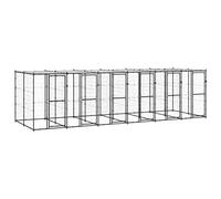Chenil d'extérieur robuste pour grands chiens, bec de 14,52 m², cadre en acier revêtu par pulvérisation, couverture en polyéthylène durable, environnement de jeu et d'entraînement sûr