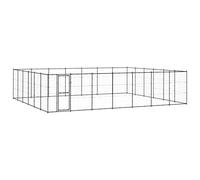 Chenil d'extérieur robuste pour grands chiens - Parc de 50,82 m² - Enclos sûr pour l'extérieur - Enclos pour chiots durable en acier revêtu par pulvérisation - Enclos pour animaux avec porte