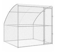 Chenil en acier galvanisé - vidaXL - 200x200x200 cm - Argenté - Système de loquet verrouillable - Toit en maille