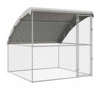 vidaXL Chenil en acier pour chien 200x200x200 cm argent métallique résistant aux intempéries