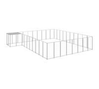 Chenil enclos Cage Maison abri argenté en Acier Robuste 25,41 m² avec Toit résistant à l'eau et loquet sécurité pour Chien intérieur extérieur Jardin Camping