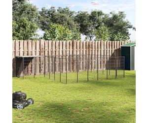 Chenil enclos Noir Acier Robuste 12,1 m² avec Toit résistant à l'eau et Porte sécurisée pour Chien intérieur extérieur Jardin Camping Repos