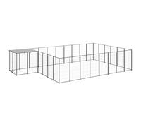 Chenil enclos Noir Robuste en Acier 15,73 m² avec Toit résistant à l'eau et loquet de sécurité, idéal pour Jardin extérieur, Dressage et Protection Chien