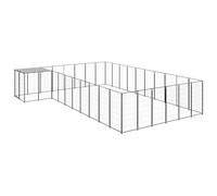 Chenil enclos Noir Robuste en Acier 19,36 m² avec Toit résistant à l'eau et loquet de sécurité, idéal pour Jardin, Camping, Voyage, Protection et Repos des Chiens