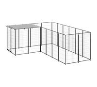 Chenil enclos Noir Robuste en Acier 4,84 m² avec Toit résistant à l'eau et loquet de sécurité pour Chien intérieur extérieur Jardin Camping Repos