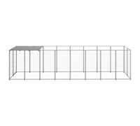 Chenil enclos Parc en Acier argenté Robuste 4,84 m² avec Toit résistant à l'eau et loquet de sécurité idéal pour Jardin extérieur Voyage Camping Repos Chien