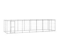 Chenil Extérieur Acier Galvanisé 16,94 m² | Grand Espace, Maille Ventilée, Porte Verrouillable, Pour Jeu Et Dressage