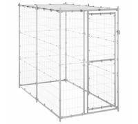 Chenil extérieur Acier galvanisé avec Toit 110x220x180 cm,Niches & enclos pour Chiens,27.25KG-150800