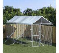 Chenil extérieur avec toit argenté 2x6x2,5m Acier galvanisé