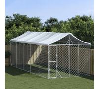 Chenil extérieur avec toit Argenté 3x7,5x2,5m Acier galvanisé