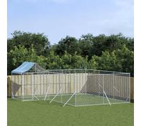 Chenil extérieur avec toit argenté 6x6x2,5m Acier galvanisé