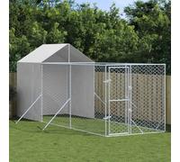 Chenil extérieur avec Toit imperméable et résistant aux UV, Grande Cage de Chien pour Jouer, Faire de l'exercice, argenté 2x6x2,5 m Acier galvanisé