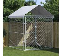 Chenil extérieur avec Toit imperméable et résistant aux UV, Grande Cage de Chien pour Jouer, Faire de l'exercice, argenté 2x2x2,5 m Acier galvanisé