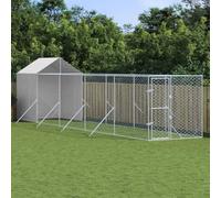 Chenil extérieur avec Toit imperméable et résistant aux UV, Grande Cage de Chien pour Jouer, Faire de l'exercice, argenté 2x10x2,5 m Acier galvanisé