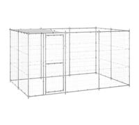 Chenil extérieur avec Toit imperméable et résistant aux UV, Grande Cage de Chien pour Jouer, Faire de l'exercice, 330x220x180 cm argenté Acier galvanisé