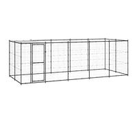 Chenil extérieur avec Toit imperméable et résistant aux UV, Grande Cage de Chien pour Jouer, Faire de l'exercice, 550x220x180 cm Noir et argenté Acier