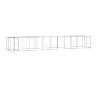 Chenil extérieur avec Toit imperméable et résistant aux UV, Grande Cage de Chien pour Jouer, Faire de l'exercice, 1210x220x180 cm argenté Acier galvanisé