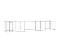 Chenil extérieur avec Toit imperméable et résistant aux UV, Grande Cage de Chien pour Jouer, Faire de l'exercice, 990x220x180 cm argenté Acier galvanisé
